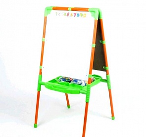 Мольберт детский двусторонний оранжевый с большим пеналом и пластиковой азбукой (Ника, М1 ОРАНЖЕВЫЙsim)